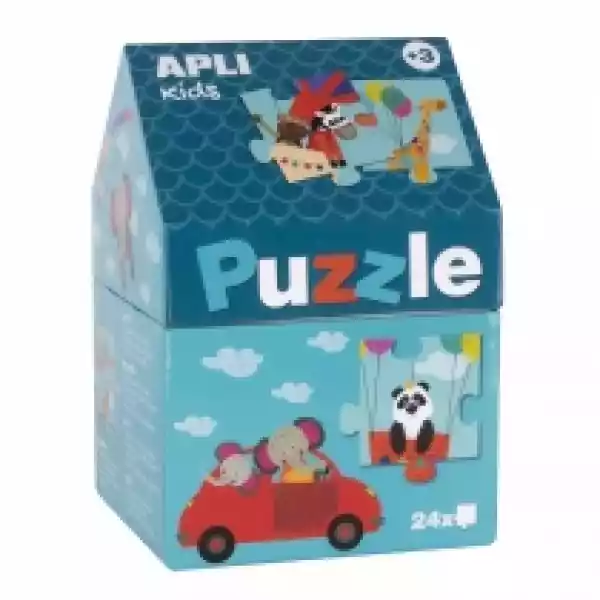  Puzzle W Kartonowym Domku - Safari Apli Kids