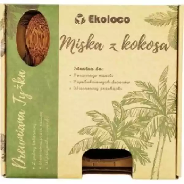 Ekoloco Miska Z Łupiny Kokosa + Łyżka Z Drewna Palmy Kokosowej 
