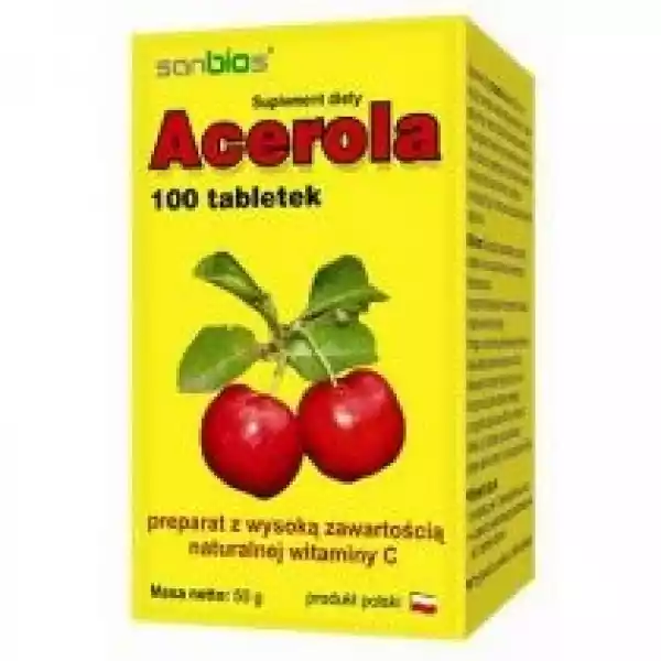 Sanbios Acerola - Naturalna Witamina C Suplement Diety 100 Tab.