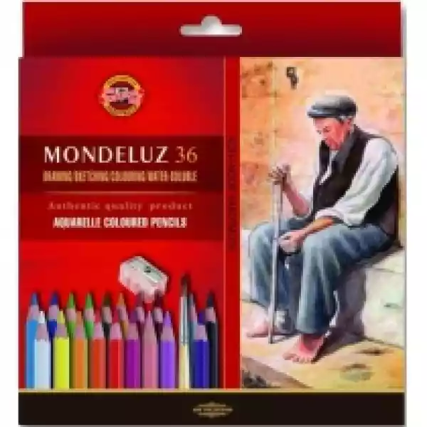 Koh-I-Noor Kredki Ołówkowe Akwarelowe Mondeluz + Pędzel 36 Kolor