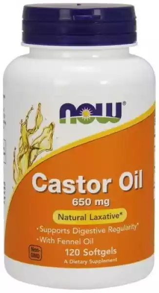 Castor Oil Olej Rycynowy 650 Mg 120 Kapsułek Now Foods