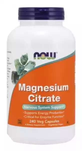 Magnesium Citrate Magnez 240 Kapsułek Now Foods