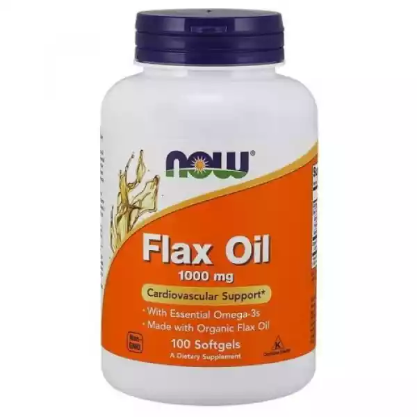 Flax Oil 1000 Mg Olej Lniany 100 Kapsułek Now Foods
