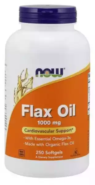 Flax Oil 1000 Mg Olej Lniany 250 Kapsułek Now Foods
