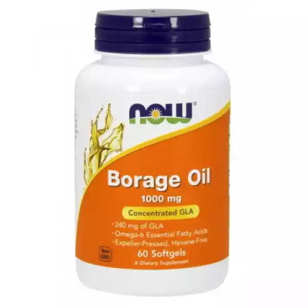 Borage Oil Gla Olej Z Ogórecznika 1000 Mg 60 Kapsułek Now Foods