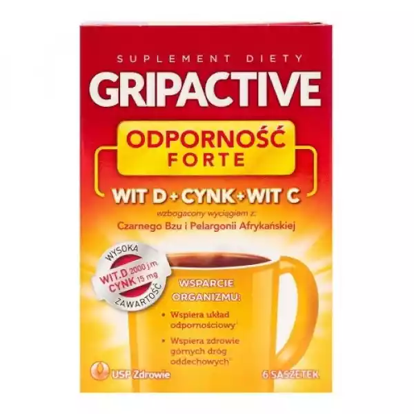 Gripactive Odporność Forte. Wit.d + Cynk + Wit.c 6 Saszetek