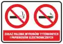 Naklejka Zakaz Palenia Wyrobów Tytoniowych I Papierosów Elektron