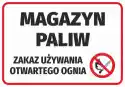 Naklejka Magazyn Paliw, Zakaz Używania Otwartego Ognia