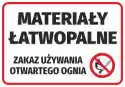Naklejka Materiały Łatwopalne - Zakaz Używania Otwartego Ognia