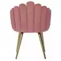 Krzesło Welurowe Canis Muszelka Różowe/złote Nóżki