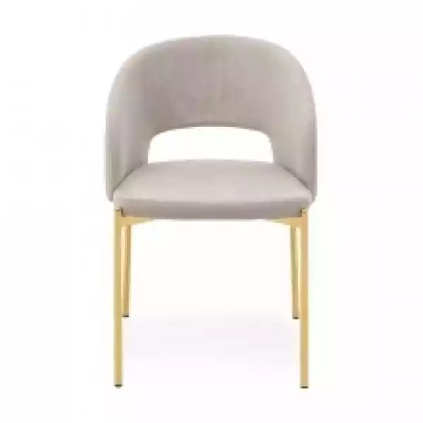 Krzesło Z Dziurą W Oparciu Jazz Welurowe Beżowe/złote Nogi