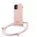 Guess Etui Guess Metal Logo Cord Do Iphone 12 Mini Różowy