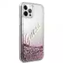 Etui Guess Glitter Vintage Script Do Apple Iphone 12/12 Pro Różo