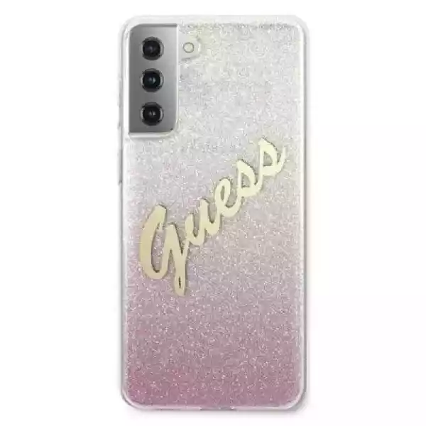 Etui Guess Glitter Gradient Script Do Samsung Galaxy S21+ Różowy