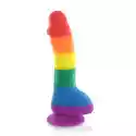 Tęczowe Dildo Z Jądrami Lgbt - Pride Dildo Silicone Rainbow Dild