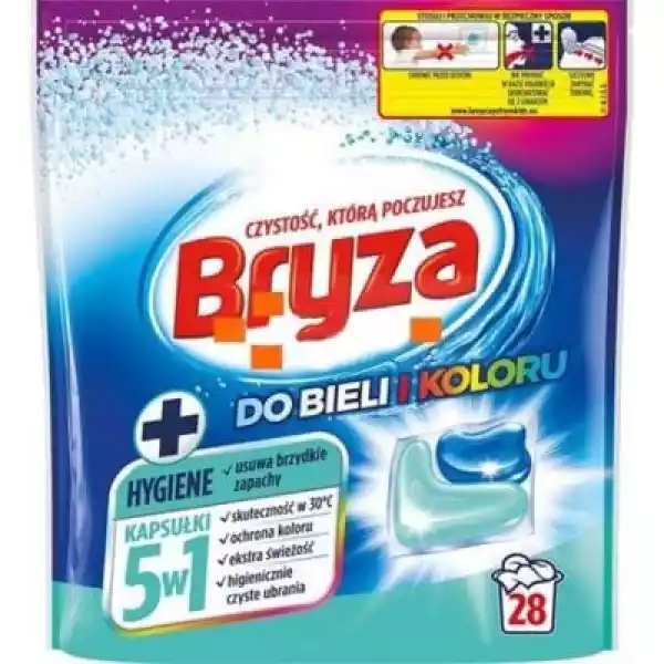 Kapsułki Do Prania Bryza 5W1 Hygiene Do Bieli I Koloru 28 Szt.