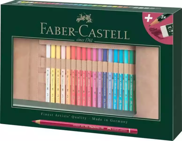 Kredki Ołówkowe Faber-Castell Polychromos - 30 Kolorów + Rolowan