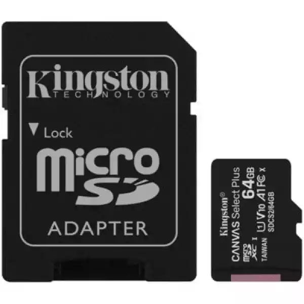 Karta Pamięci Kingston Canvas Select Plus Microsdxc 64Gb + Adapt