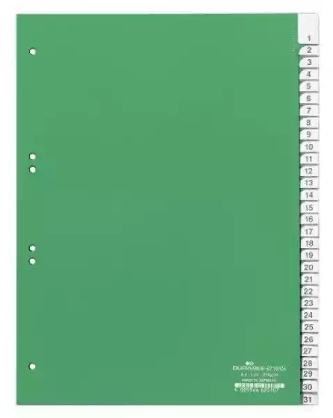 Przekładki A4 Durable Numeryczne 1-31 - Zielone / 1 Kpl.