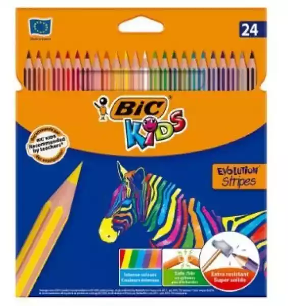 Kredki Ołówkowe Bic Kids Evolution Stripes  - 24 Kolory
