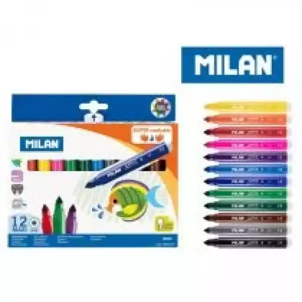 Milan Flamastry Maxi Super Zmywalne 12 Kolorów