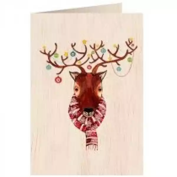 Cozywood Karnet Drewniany C6 + Koperta Święta Rudolf 