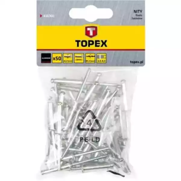 Nity Aluminiowe Topex 43E509 4.8 X 28 Mm (50 Sztuk)