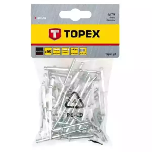 Nity Aluminiowe Topex 43E302 3.2 X 10 Mm (50 Sztuk)