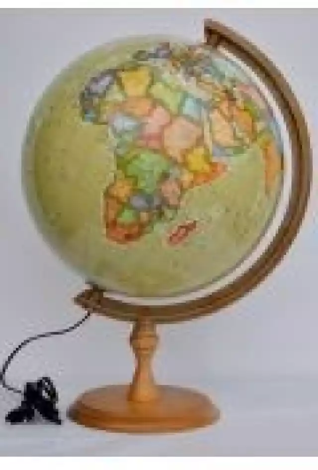 Globus Polityczny Podświetlany Drewniana Stopka