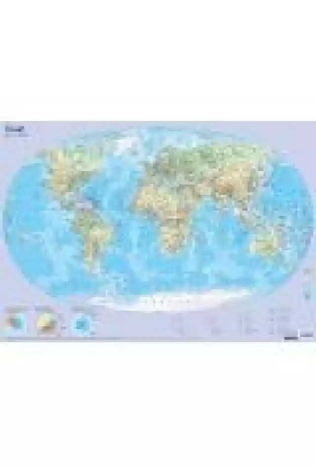 Mapa Fizyczna Świata. Plansza Edukacyjna Na Ścianę I Biurko