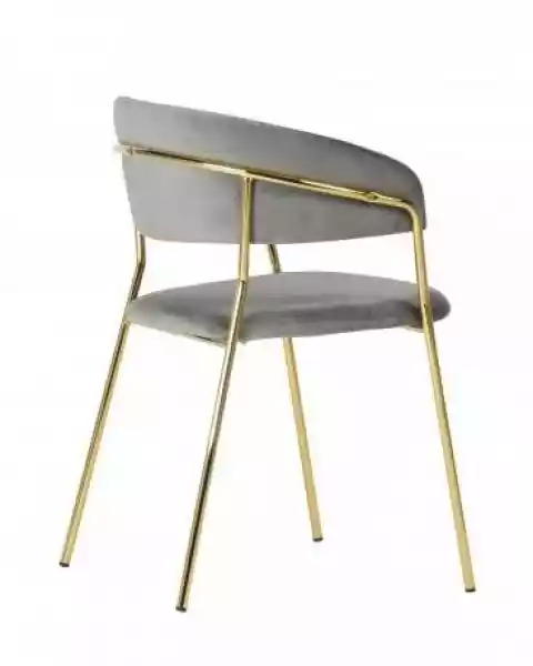 Krzesło Goma Z Ozdobnymi Przeszyciami Na Oparciu Szare + Złote N