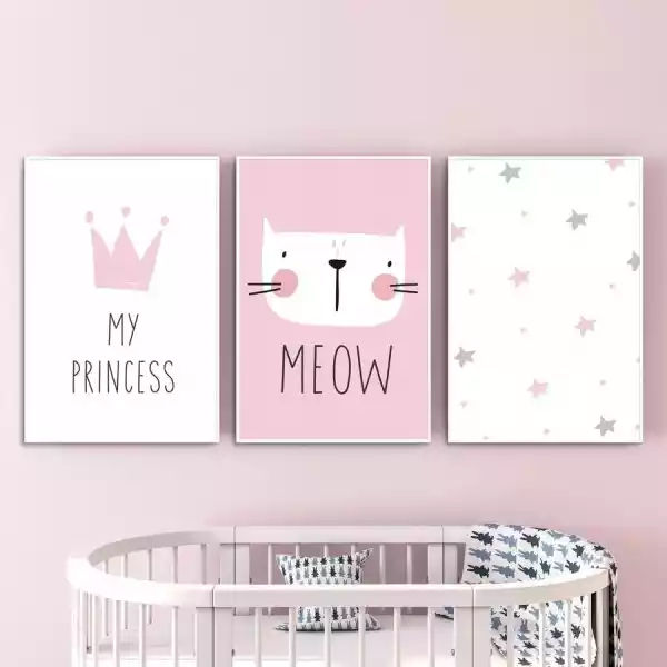 Zestaw Plakatów Dziecięcych - Princess Cat , Wymiary - 70Cm X 10