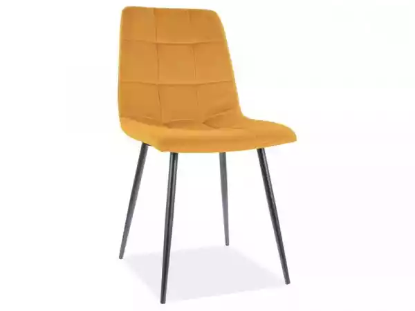 Krzesło Tapicerowane Nowoczesne - Matowe Nogi - Mila - Żółty/cza