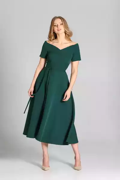 Elegancka Sukienka Z Odkrytymi Ramionami (Zielony, Xl)