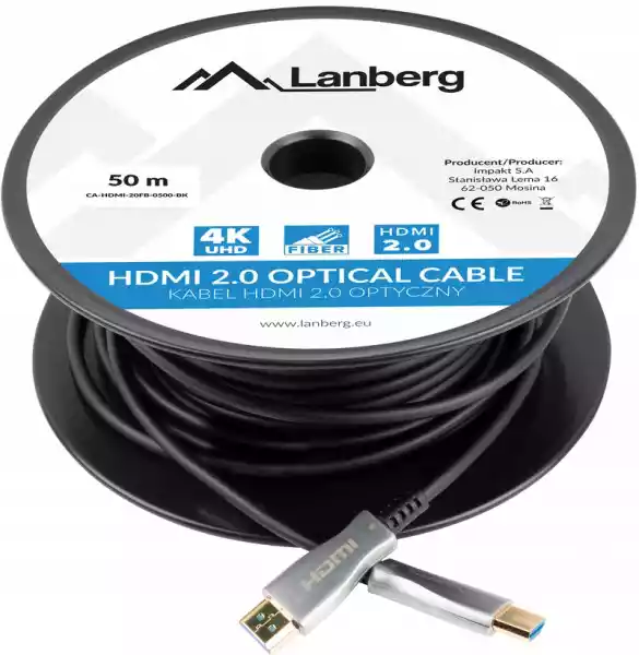Kabel Lanberg Ca-Hdmi-20Fb-0500-Bk Hdmi-Hdmi 50M