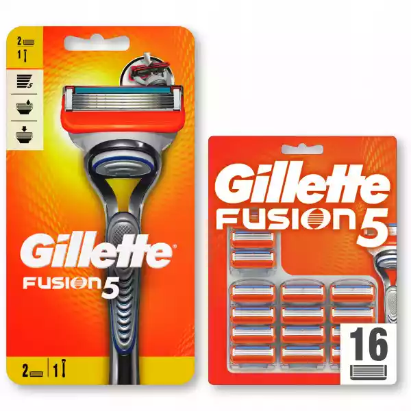 Gillette Fusion Maszynka + Ostrza Wkłady 18 Szt