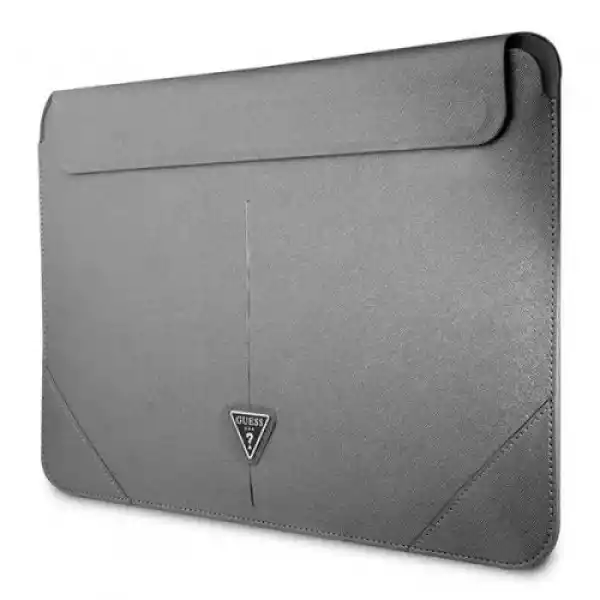 Etui Guess Sleeve Saffiano Triangle Macbook 16', Srebrne