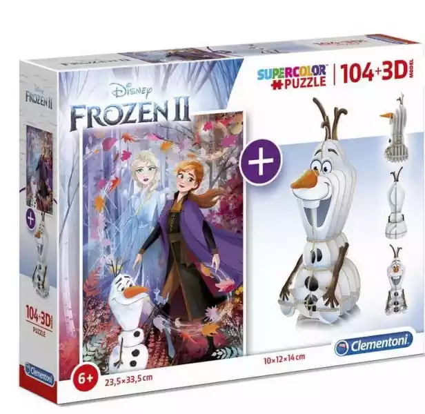 Puzzle 104 Supercolor + Puzzle 3D Disney Frozen Ii