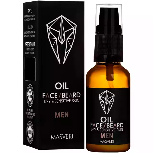 Masveri Face Beard Oil Dry & Sensitive Skin - Olejek Do Brody I 