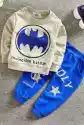 Szaro Niebieski Dres Dla Chłopca Z Logo Batmana