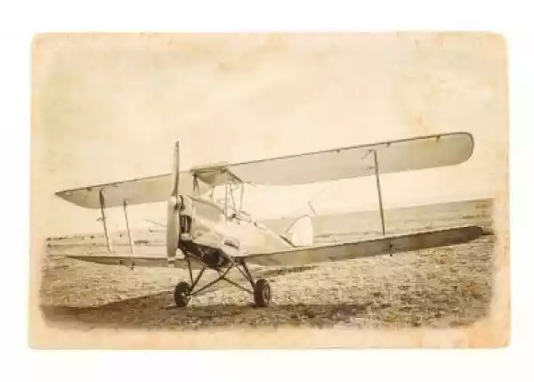 Fototapeta Retro Obraz Starego Samolotu Na Vintage Papier.