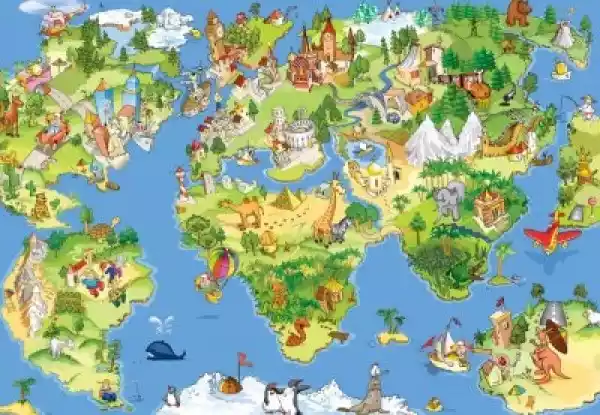 Fototapeta Wielka Mapa Świata I Śmieszne
