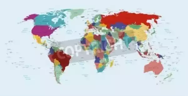 Fototapeta Wektorowa Mapa Polityczna Świata