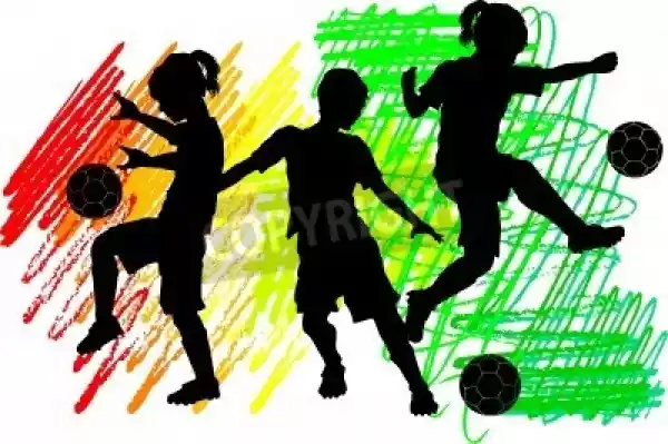 Fototapeta Piłka Nożna Sylwetki Chłopców I Dziewcząt Dla Dzieci
