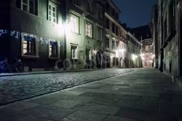 Fototapeta Ulica Starego Miasta W Warszawie W Nocy