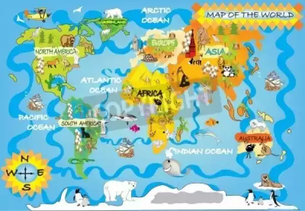 Fototapeta Mapa Świata Dla Dzieci S