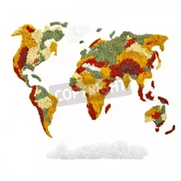 Fototapeta Mapa Świata Przyprawy I Zioła