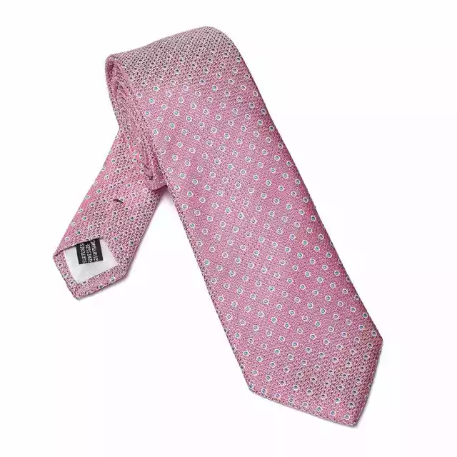 Elegancki Długi Różowy Krawat Van Thorn W Błękitne Kropki
