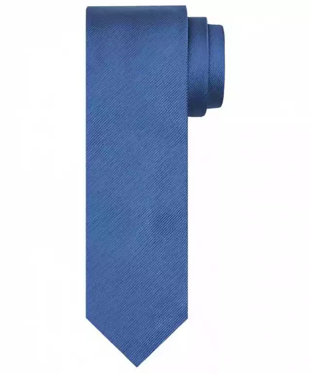 Niebieski Krawat Jedwabny O Skośnym Splocie Profuomo