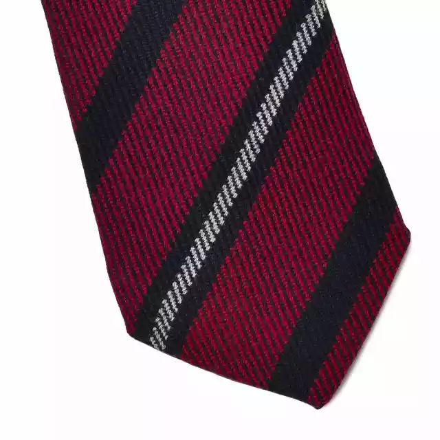 Bordowy Krawat Wełniany Van Thorn W Granatowe Pasy